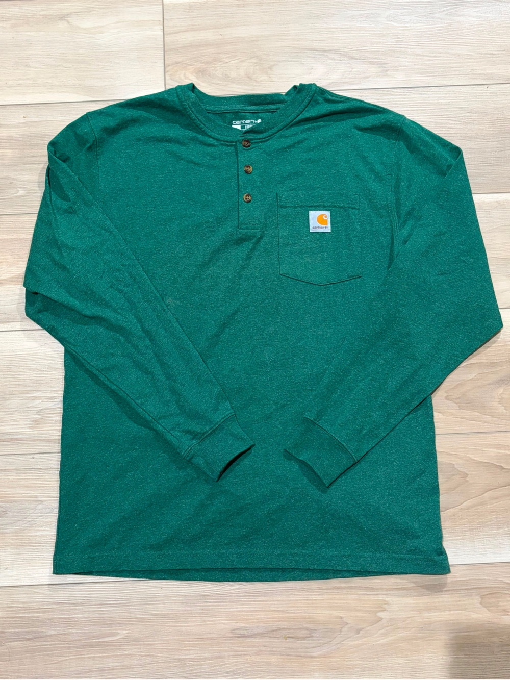 Carhartt Men’s Forest Green Long-Sleeve Henley Pocket Tee